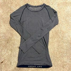 Lululemon Swiftly Long Sleeve, Blue and White Striped